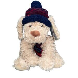 Gentle Treasures KOBIE St. Jude's Tan Soft Chenille 14in Plush Dog Hat Scarf NEW